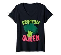 Femme Brocoli Queen Vegan Lover Vegetarian Healthy Vegetarian T-Shirt avec Col en V