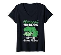Femme Brocoli The Bacon of The Vegan World Healthy Vegetarian T-Shirt avec Col en V