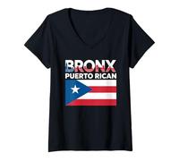 Femme Bronx Drapeau portoricain de Porto Rico New York Pride Boricua T-Shirt avec Col en V