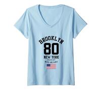 Femme Brooklyn Illustration Tee shirts, Brooklyn New York City T-Shirt avec Col en V
