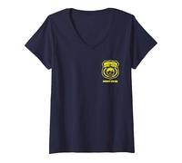 Femme Brooklyn Nine-Nine Badge Pocket Hit T-Shirt avec Col en V, Bleu Marine, L