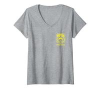 Femme Brooklyn Nine-Nine Badge Pocket Hit T-Shirt avec Col en V, Gris Chiné, S