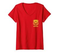Femme Brooklyn Nine-Nine Badge Pocket Hit T-Shirt avec Col en V, Rouge, S
