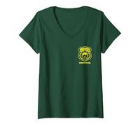 Femme Brooklyn Nine-Nine Badge Pocket Hit T-Shirt avec Col en V, Vert Forêt, L