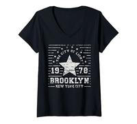 Femme Brooklyn Vintage New York City Of Lights 1978 T-Shirt avec Col en V