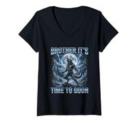 Femme Brother It's Time to Goon Alpha Wolf Bordure Gooner T-Shirt avec Col en V