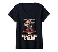 Femme Brought to You Courtesy of The Red White Blue Cowboy Western T-Shirt avec Col en V