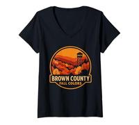 Femme Brown County Fall Colors Chemise Indiana Scenic Tower View T-Shirt avec Col en V