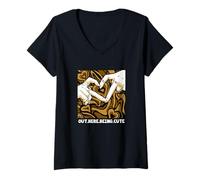 Femme Brown Out Here Being Cute Brown Graphic T-Shirt avec Col en V