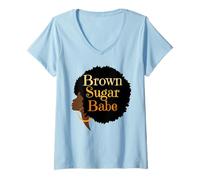 Femme Brown Sugar Babe, Mois de l'histoire des Noirs, fierté Africaine, mélanine T-Shirt avec Col en V