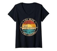 Femme BROWN The Man The Myth The Legend First Name T-Shirt avec Col en V