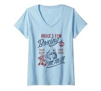 Femme Bruce's Gym Boxe MMA Retro Design pour Le nom Bruce T-Shirt avec Col en V