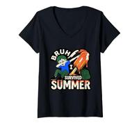 Femme Bruh a survécu à l'été, Un écolier drôle T-Shirt avec Col en V
