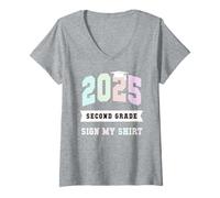 Femme Bruh - Autographes de signature de deuxième année 2025 T-Shirt avec Col en V