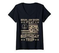 Femme Bruh aw Navire C'est Mon 63e Voyage d'anniversaire Marin us T-Shirt avec Col en V