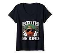 Femme Bruh Be Kind - Joueur de Basket-Ball Anti-Intimidation pour garçon T-Shirt avec Col en V