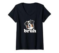 Femme Bruh Bro Kids Blue Merle Australian Shepherd Lover T-Shirt avec Col en V
