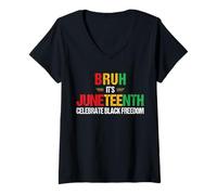 Femme Bruh, c'est le 19 juin qui célèbre la liberté des hommes et des femmes noirs T-Shirt avec Col en V
