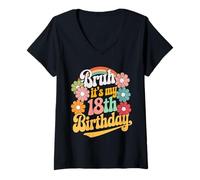 Femme Bruh, C'est Mon 18e Anniversaire, Adulte Officiel, Filles de 18 Ans T-Shirt avec Col en V