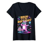 Femme Bruh, C'est Mon Anniversaire drôle de Lame Pinata Bday Party T-Shirt avec Col en V