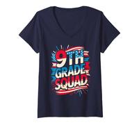 Femme Bruh Drapeau américain pour Enseignant Little Miss T-Shirt avec Col en V