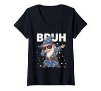 Femme Bruh Drôle de Dabbing Wizard Kids Boys Magic Lover T-Shirt avec Col en V