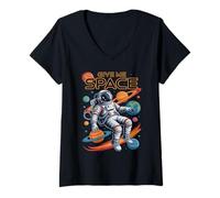 Femme Bruh I Need Give ME Space Astronaute Autism Just Let Stim Bro T-Shirt avec Col en V