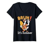 Femme Bruh It’s Summer Funny Silly Goose Beach Meme T-Shirt avec Col en V
