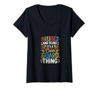Femme Bruises And Bling It's A Color Guard Thing -- T-Shirt avec Col en V