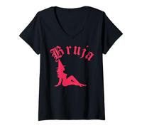 Femme Bruja Witch Woman Mujer T-Shirt avec Col en V