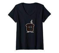 Femme Brûlé Toast miettes de fumée Cendres Pain brûlé grillé T-Shirt avec Col en V