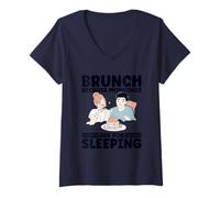 Femme Brunch tardif amusant, car le matin, c'est pour dormir en costume T-Shirt avec Col en V
