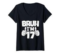 Femme Brush, J'Ai 17 Ans, Un dix-septième Anniversaire drôle, garçon, 17e Anniversaire T-Shirt avec Col en V