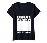 Femme Brush, J'Ai 68 Ans, Signe Mon 68e Anniversaire T-Shirt avec Col en V