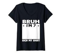 Femme Brush, J'Ai 7 Ans, Signe Mon 7e Anniversaire T-Shirt avec Col en V