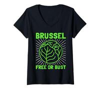 Femme Brussel Free Or Bust Hacher à Choux de Bruxelles T-Shirt avec Col en V