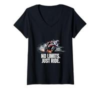 Femme Brutal Moto Rider Biker Lifestyle Cadeau Just Ride T-Shirt avec Col en V
