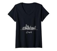 Femme Bruxelles Belgique Skyline Europe Souvenirs de voyage T-Shirt avec Col en V