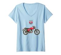 Femme BSA Spitfire Twin Sports Tourer Moto Rétro T-Shirt avec Col en V