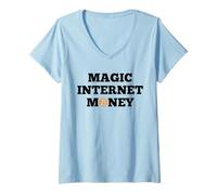 Femme BTC Bitcoin Magic Internet Money Crypto Cryptocurrency T-Shirt avec Col en V
