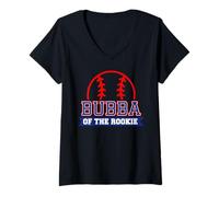 Femme Bubba of Rookie 1er Anniversaire Thème Baseball fête Assortie T-Shirt avec Col en V