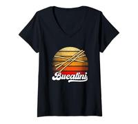 Femme Bucatini Pasta Gifts, Spaghetti, Cuisine Italienne, Cadeau Amusant T-Shirt avec Col en V