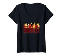 Femme Budapest Hongrie Europe Voyage Nouveauté T-Shirt avec Col en V