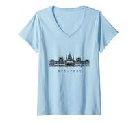 Femme Budapest Parlement Hongrie Vintage Skyline I Love Budapest T-Shirt avec Col en V