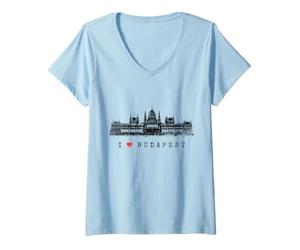 Femme Budapest Parlement Hongrie Vintage Skyline I Love Budapest T-Shirt avec Col en V