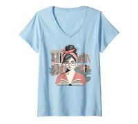 Femme Buecherwurm Girl Rate de lecture design pour amateurs de livres T-Shirt avec Col en V