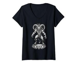 Femme Buer Seigneur du Grimoire Infernal T-Shirt avec Col en V