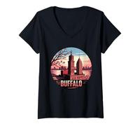 Femme Buffalo City New York États-Unis T-Shirt avec Col en V