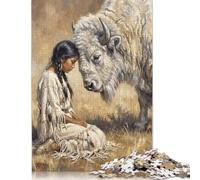 Femme Buffle Blanc Rustique Puzzle 1000 Pièces, Décor de Ferme Boho