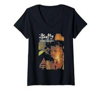 Femme Buffy and The Master Distressed Vintage 90's TV Show T-Shirt avec Col en V